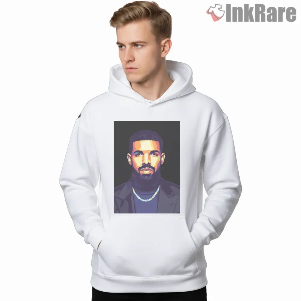 Drake Midnight Minimal Portrait Shirt on white hoodie for men graphic tee