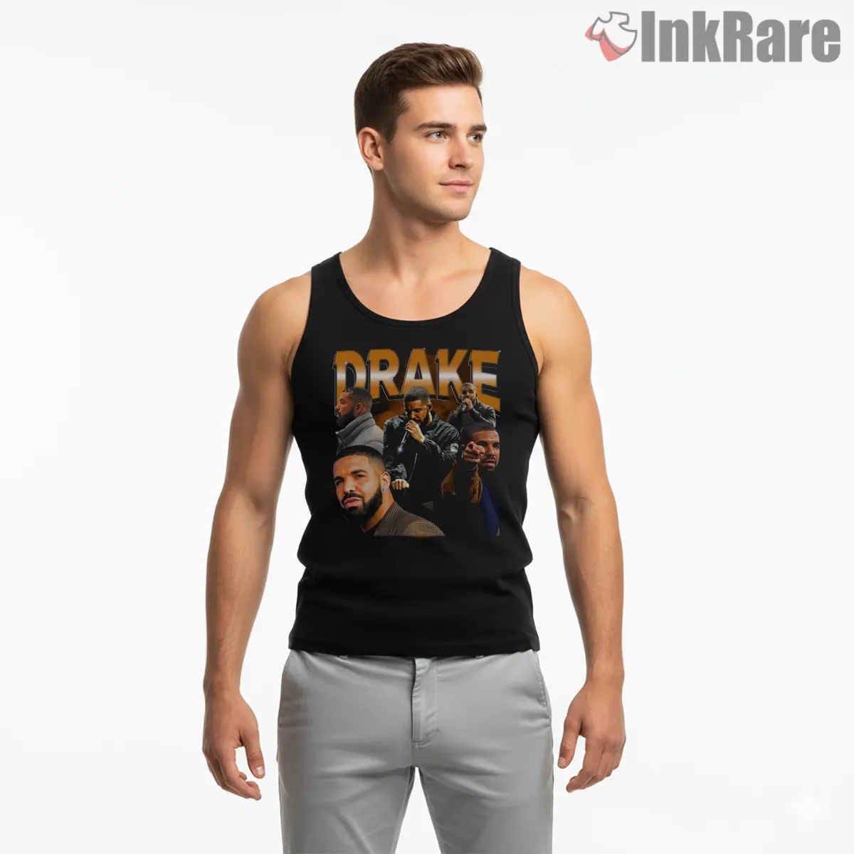 Drake Multi Era Rappers Collage Tank Top Black Drake Multi Era Rappers Collage Shirt on black tank top for men graphic tee