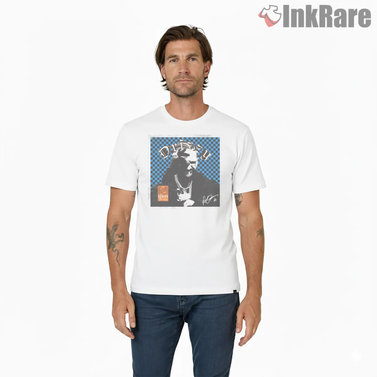 Drake Ovo Checkered Border Poster Shirt on white short sleeve shirt for men graphic tee