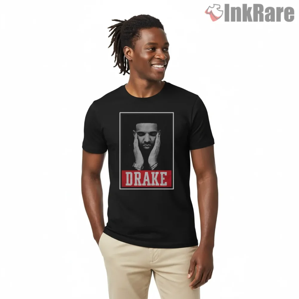 Drake Praying Hands Album Moment Shirt on black short sleeve shirt for men graphic tee
