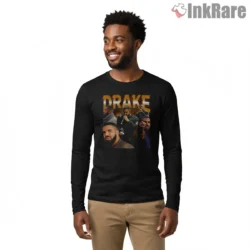 Drake Rappers Collage 6 God Era Shirt on black long sleeve shirt for men graphic tee