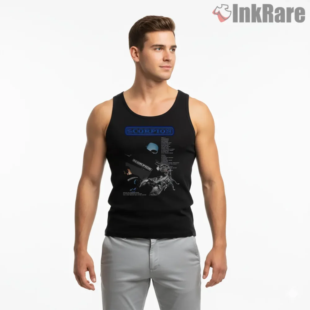 Drake Scorpion Neon Tracklist Art Shirt on black tank top for men graphic tee