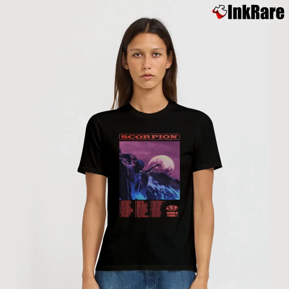 Women’s Drake Scorpion World Tour Rap Music Signature T-Shirt in black | Soft, Flattering Fit