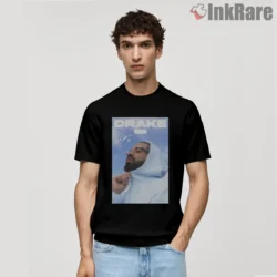 Drake Sky Blue Signature Hoodie Shirt on black short sleeve shirt for men graphic tee