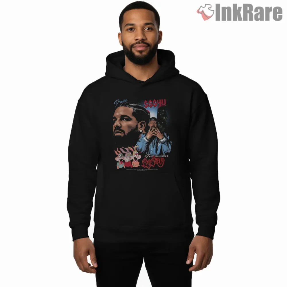 Drake Sss4u City Cartoon Tribute Shirt on black hoodie for men graphic tee