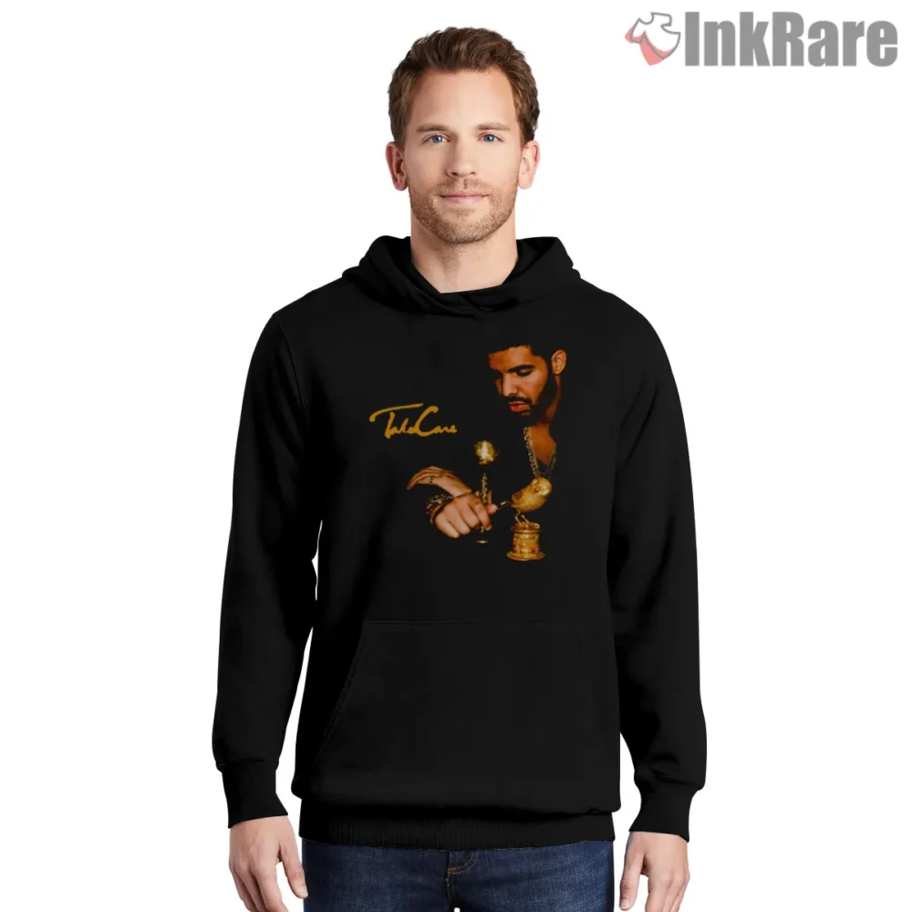 Drake Take Care Classic Album Cover Shirt on black hoodie for men graphic tee