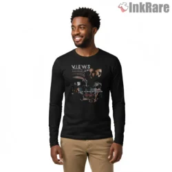Drake Views Album Skyline Shirt on black long sleeve shirt for men graphic tee