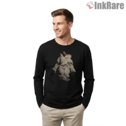 Drake White Fur Coat Winter Flex Shirt on black long sleeve shirt for men graphic tee