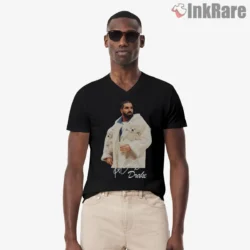 Drake White Puffer Certified Era Illustration Shirt on black v-neck shirt for men graphic tee
