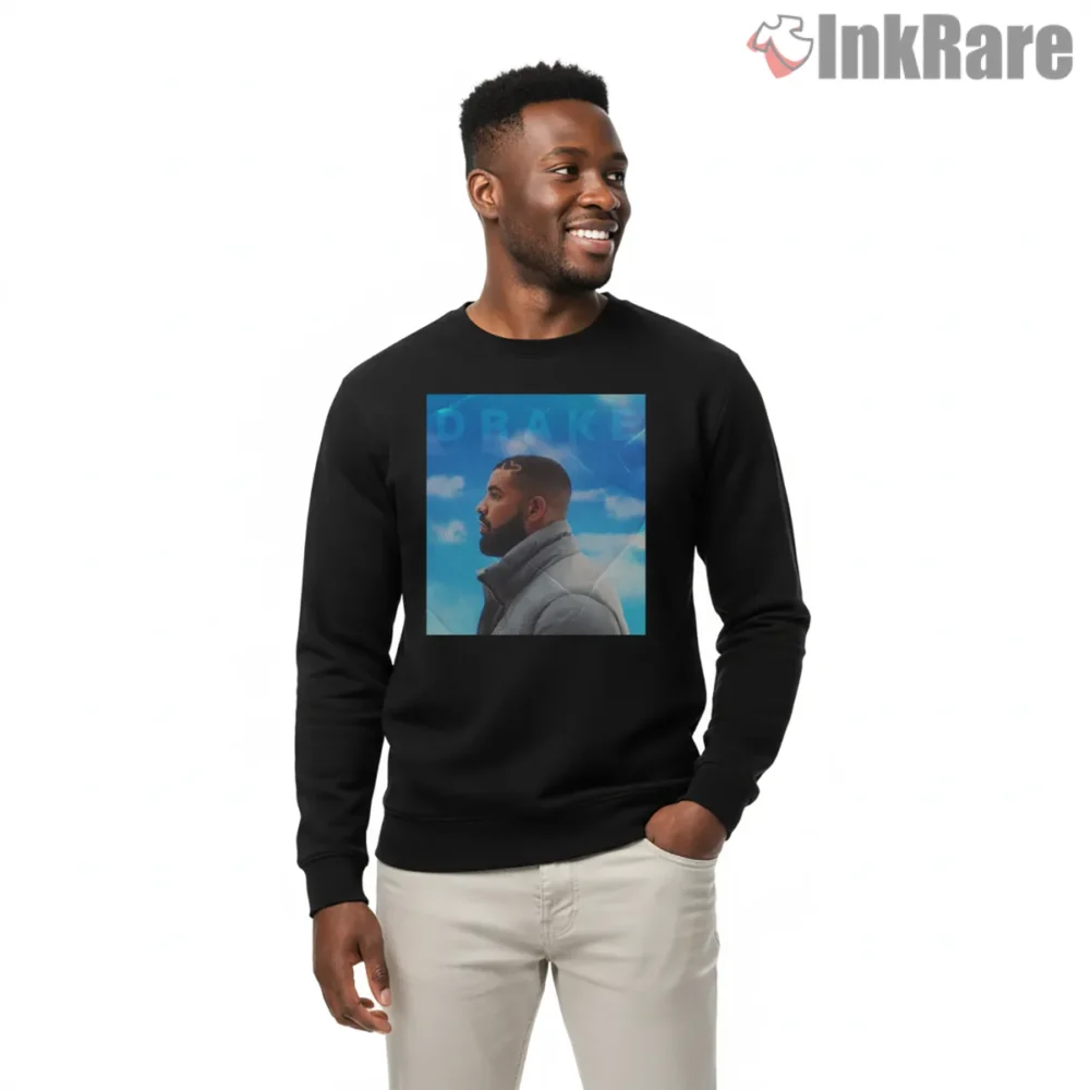 Drake Winter Sky Coat Profile Shirt on graphic shirt for men graphic tee