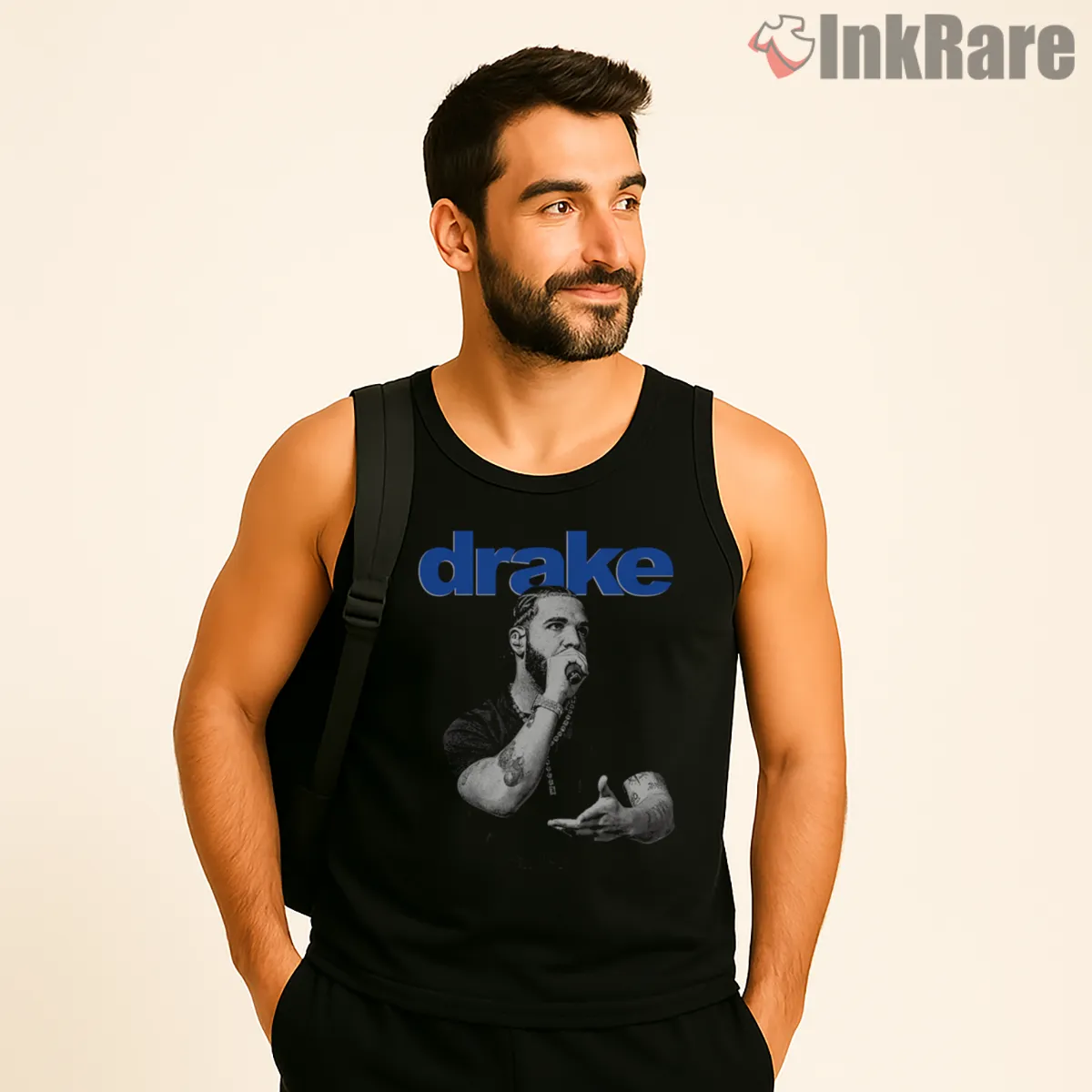 Drake Y2k Neon Stage Performance Tank Top Black Drake Y2k Neon Stage Performance Shirt on black tank top for men graphic tee