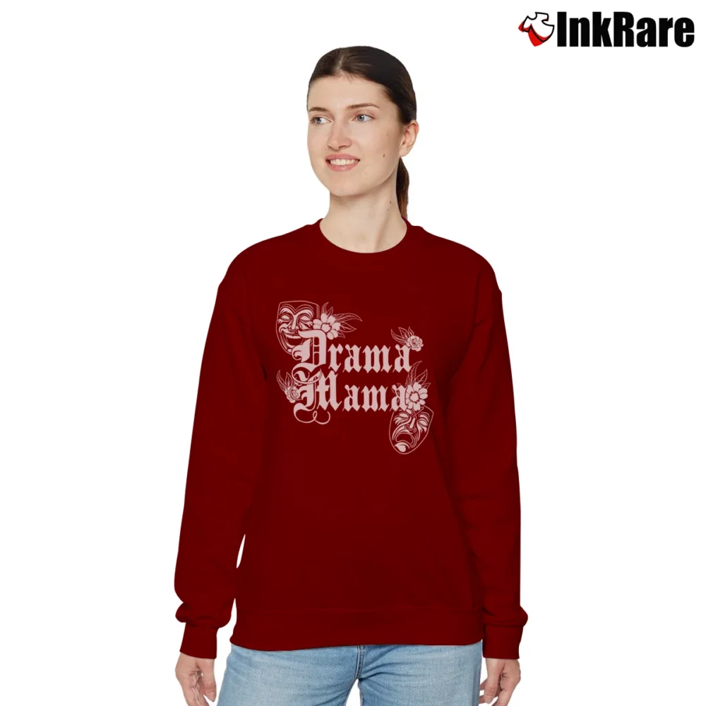 Women’s Drama Mama Theatre Relaxed Sweatshirt in maroon | Soft, Laid-Back Vibe