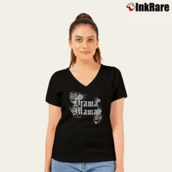 Women’s Drama Mama Theatre V-Neck Tee in black | Chic Neckline, Soft Texture
