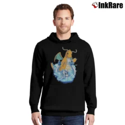Men’s Dratini Dragonair Dragonite Pokemon Evolution Pullover Hoodie in black | Cozy, Durable, Modern Fit