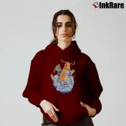 Women’s Dratini Dragonair Dragonite Pokemon Evolution Cozy Hoodie in maroon | Warm, Structured, Stylish