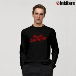 Men’s Drink Wisconsinbly Logo Long-Sleeve Shirt in black | Sleek, Lightweight, Year-Round Wear