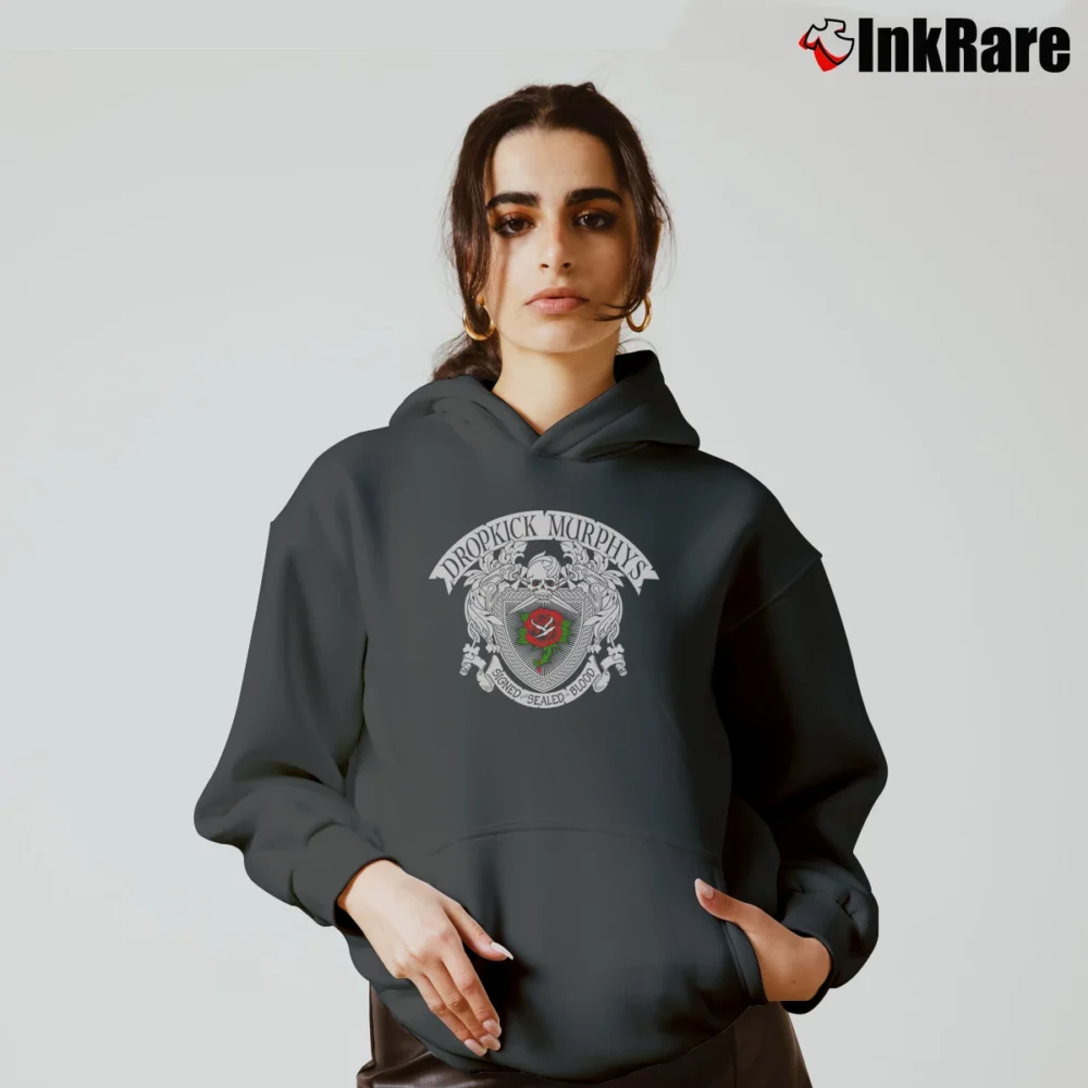 Women’s Dropkick Murphys Rose Tattoo Cozy Hoodie in charcoal | Warm, Structured, Stylish