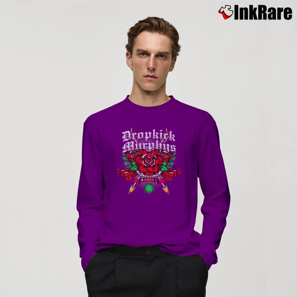 Men’s Dropkick Murphys Rose Tattoo Long-Sleeve Shirt in purple | Sleek, Lightweight, Year-Round Wear