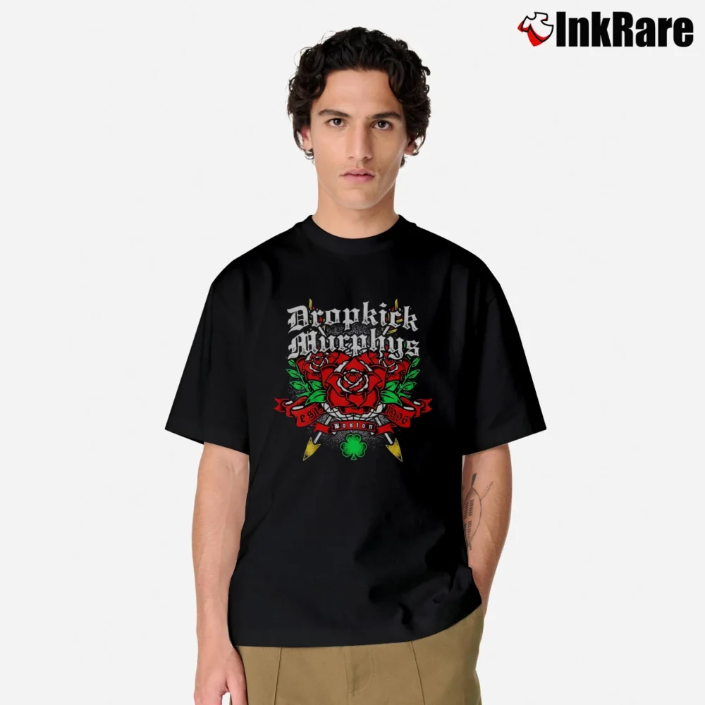 Men’s Dropkick Murphys Rose Tattoo Classic T-Shirt in black | Soft, Breathable Everyday Wear