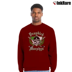 Men’s Dropkick Murphys Women Punk Rock Crewneck Sweatshirt in maroon | Cozy Fabric, Clean Style