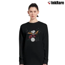 Women’s Drummer Snoopy Playing Drum Kits Long-Sleeve Top in black | Sleek, Versatile, All-Season