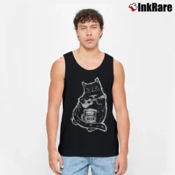 Men’s Drunk Cat Playing Ukulele Beer Lover Funny Tank Top in black | Breathable, Active-Friendly Design