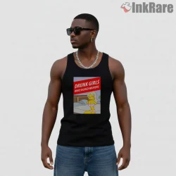 Drunk Girls Dvd Comedy Parody Cartoon Scene Shirt on black tank top for men graphic tee