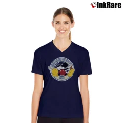 Women’s Drunk Mickey Mouse Alcohol Party Funny V-Neck Tee in navy | Chic Neckline, Soft Texture
