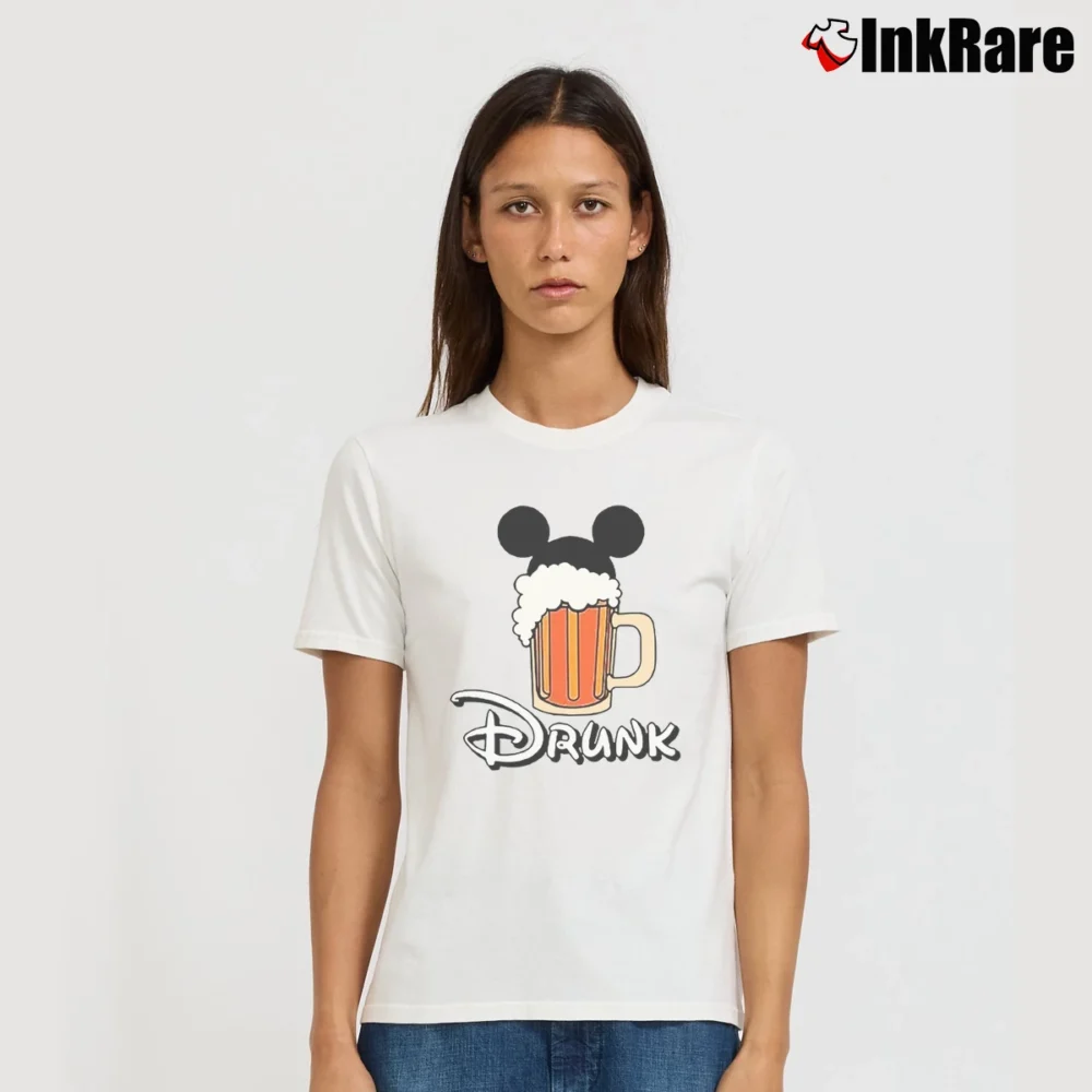 Women’s Drunk Mickey Mouse International Beer Avenger Signature T-Shirt in white | Soft, Flattering Fit