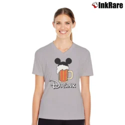 Women’s Drunk Mickey Mouse International Beer Avenger V-Neck Tee in sport grey | Chic Neckline, Soft Texture