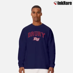 Men’s Drury Panthers Black Arch Mascot Champion Long-Sleeve Shirt in navy | Sleek, Lightweight, Year-Round Wear