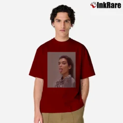 Men’s Dua Lipa Self Titled Tour Concert Classic T-Shirt in maroon | Soft, Breathable Everyday Wear