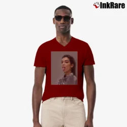 Men’s Dua Lipa Self Titled Tour Concert V-Neck Tee in maroon | Sharp, Breathable, Everyday Staple