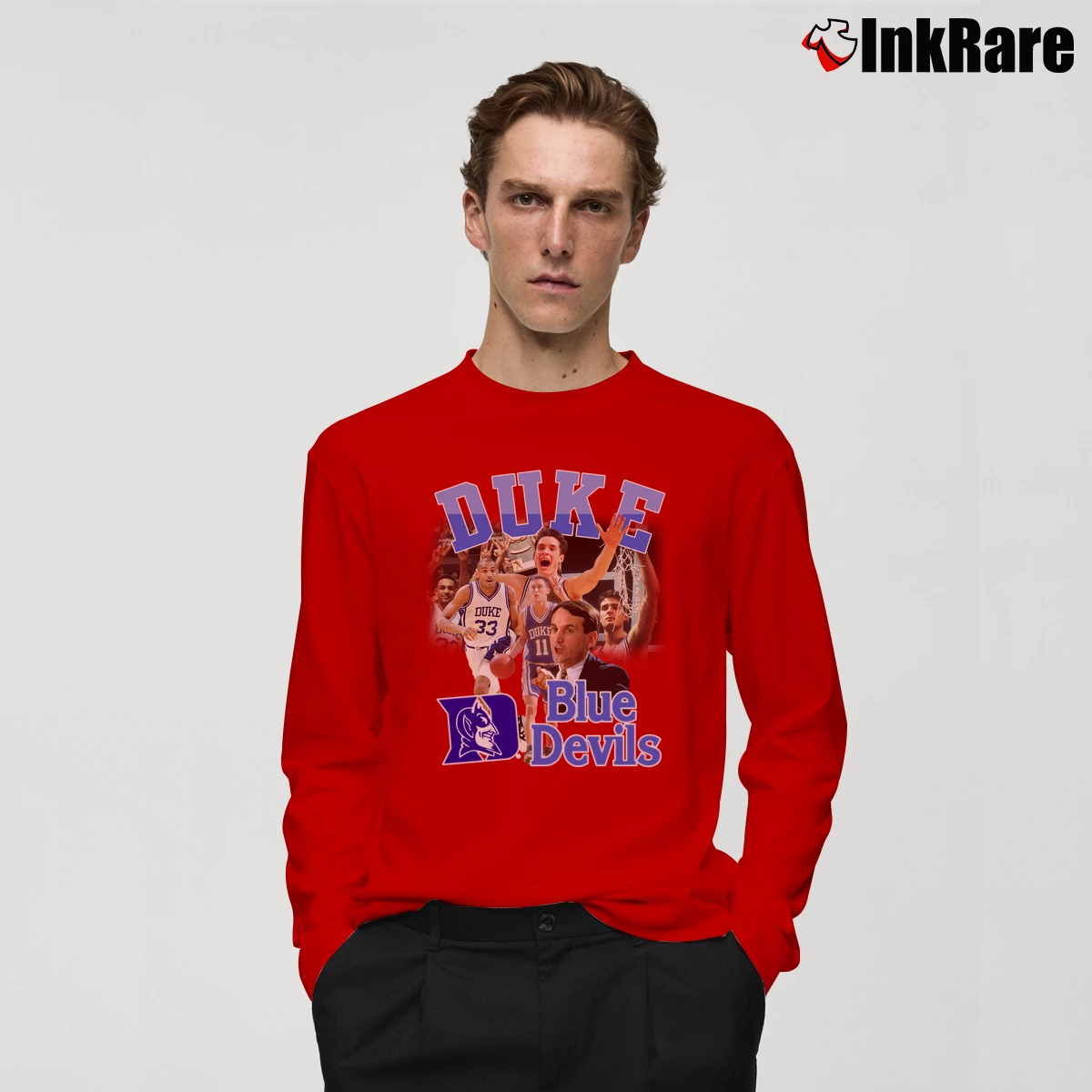 Duke Blue Devils 90s Bootleg Men’s Long-Sleeve Tee in red – Versatile Layering Men’s Duke Blue Devils 90s Bootleg Long-Sleeve Shirt in red | Sleek, Lightweight, Year-Round Wear