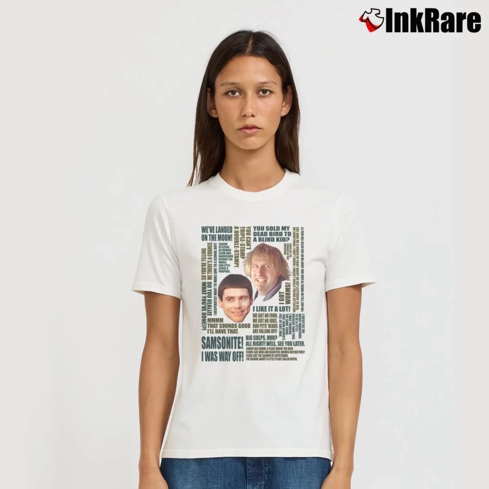 Women’s Dumb And Dumber Quotes Signature T-Shirt in white | Soft, Flattering Fit