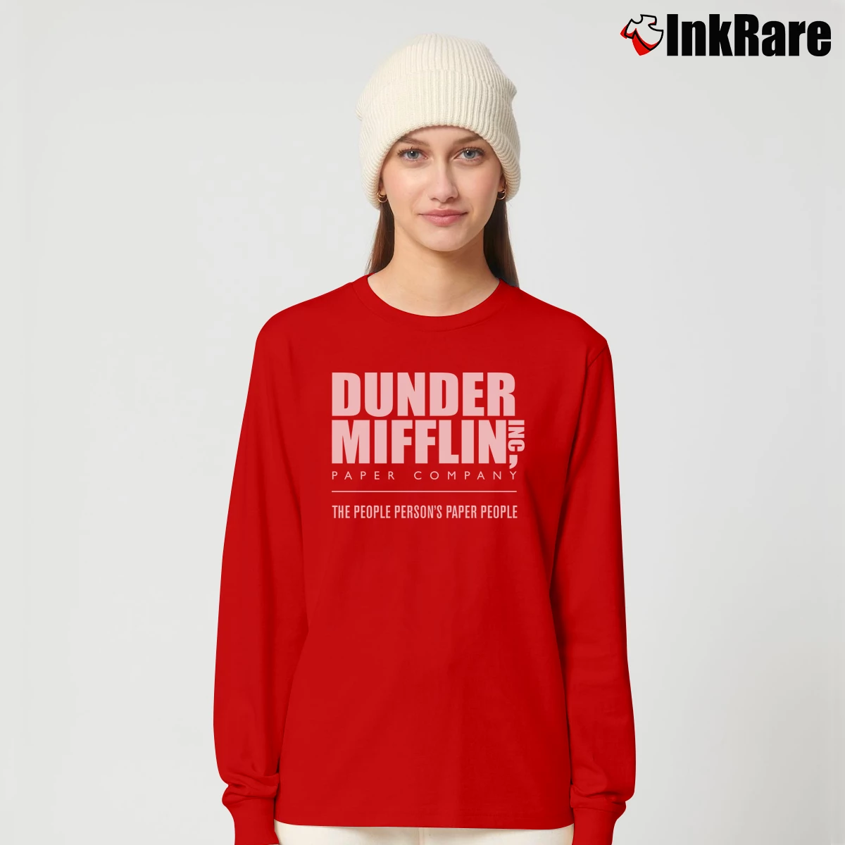 Dunder Mifflin Paper Company Women’s Long-Sleeve Top in red – Effortless Layer Women’s Dunder Mifflin Paper Company Long-Sleeve Top in red | Sleek, Versatile, All-Season