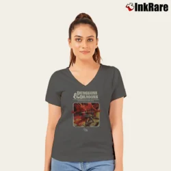 Women’s Dungeons And Dragons 1974 Classic Dungeon Master Rpg Fantasy V-Neck Tee in charcoal | Chic Neckline, Soft Texture