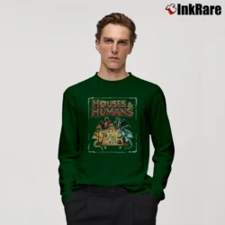 Men’s Dungeons And Dragons Houses And Humans Casual Rpg Long-Sleeve Shirt in forest green | Sleek, Lightweight, Year-Round Wear
