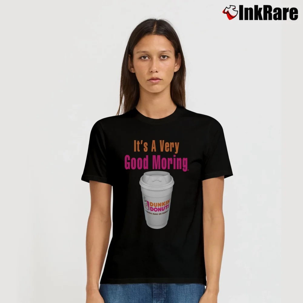 Women’s Dunkin Donuts Good Morning Signature T-Shirt in black | Soft, Flattering Fit