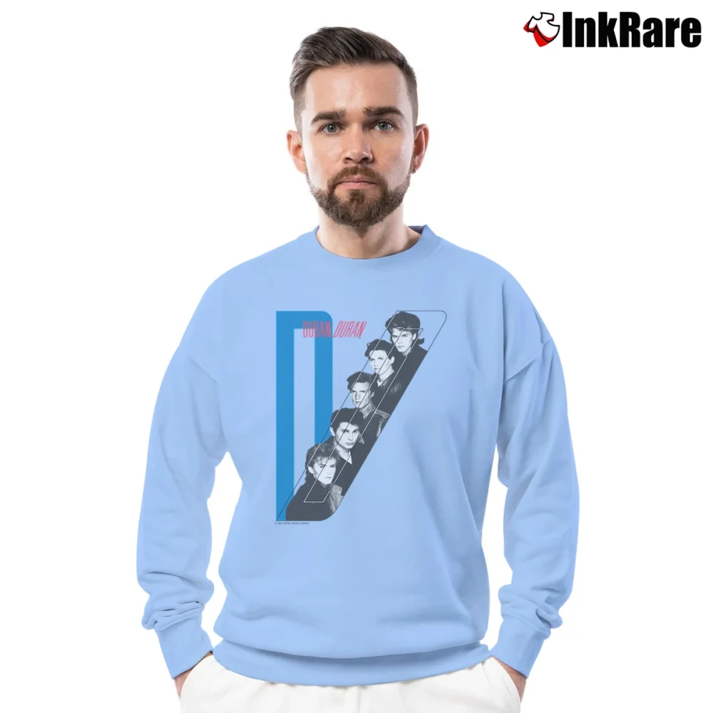 Men’s Duran Duran Band Crewneck Sweatshirt in light blue | Cozy Fabric, Clean Style