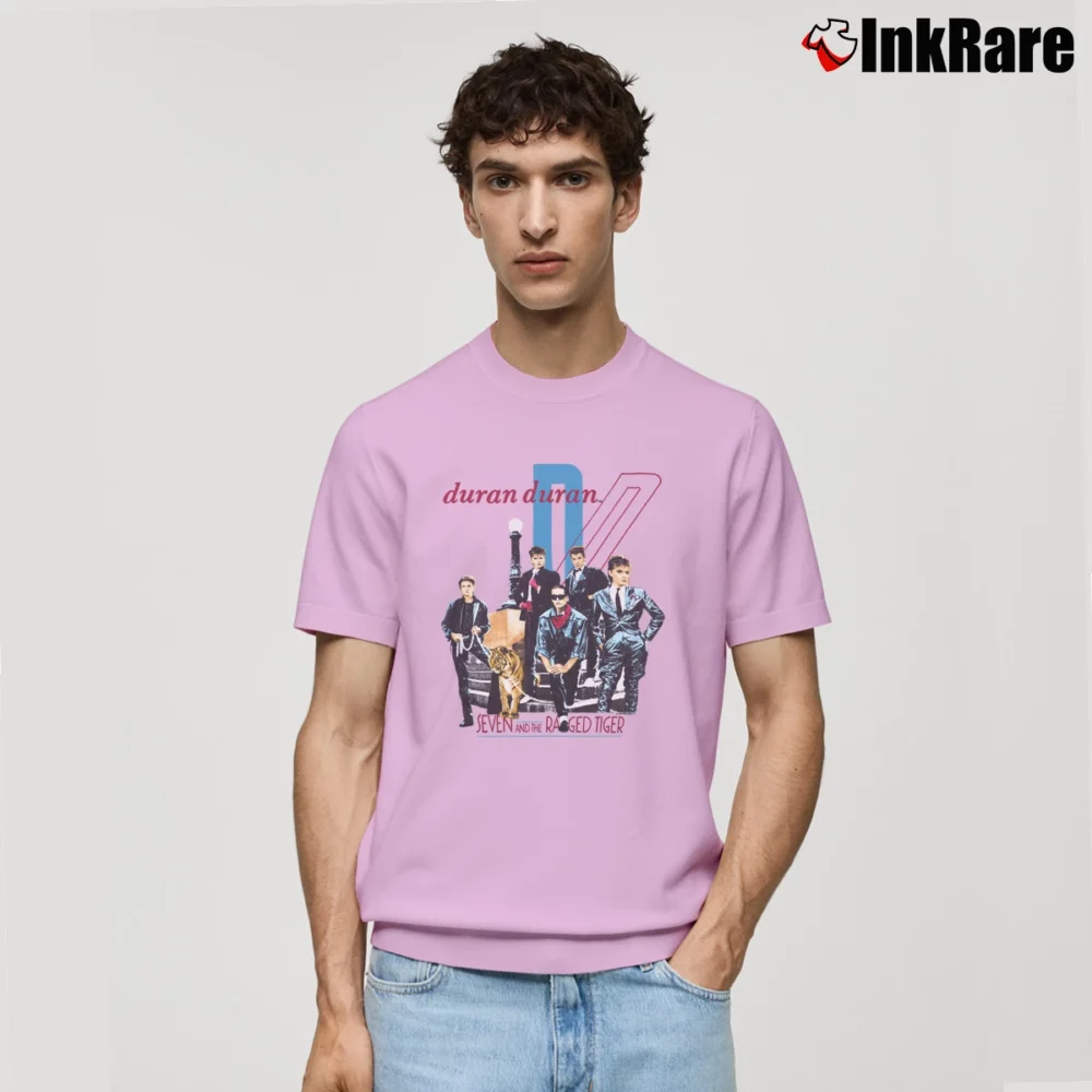 Men’s Duran Duran Seven and the Ragged Tiger Classic T-Shirt in light pink | Soft, Breathable Everyday Wear
