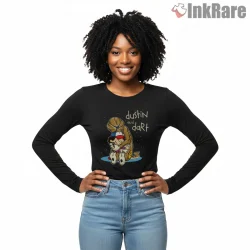 Dustin And Dart Cute Demodog Friendship Cartoon Shirt on black long sleeve shirt for women graphic tee