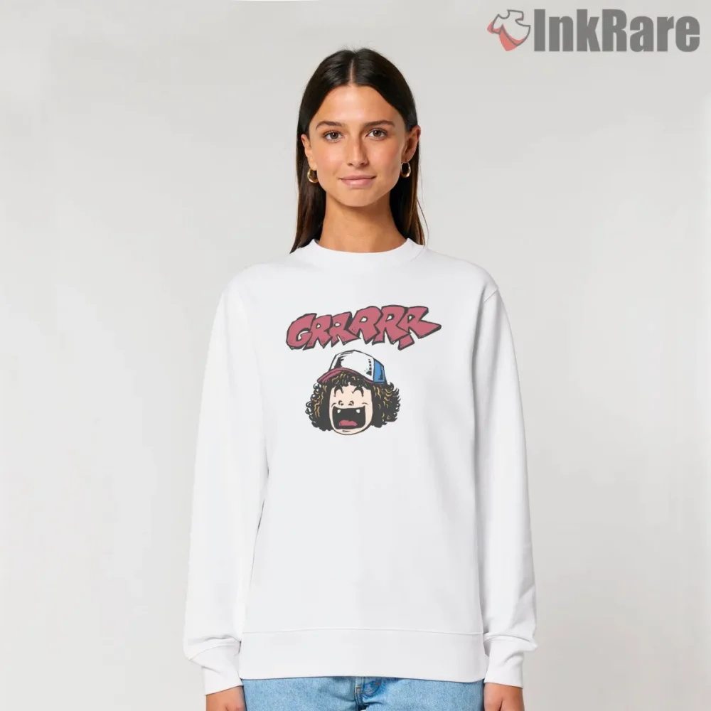 Dustin Grrrr Cartoon Reaction Meme Shirt on graphic shirt for women graphic tee