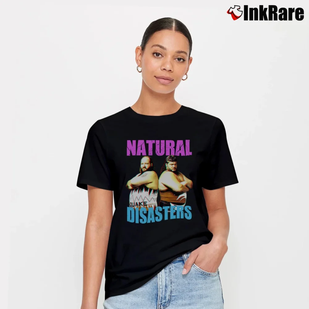 Women’s Earthquake and Typhoon The Natural Disasters for WWE Fans Signature T-Shirt in black | Soft, Flattering Fit