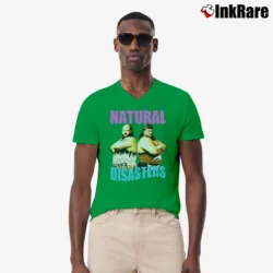 Men’s Earthquake and Typhoon The Natural Disasters for WWE Fans V-Neck Tee in irish green | Sharp, Breathable, Everyday Staple