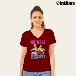 Women’s Earthquake and Typhoon The Natural Disasters for WWE Fans V-Neck Tee in maroon | Chic Neckline, Soft Texture
