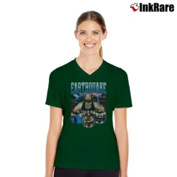 Women’s earthquake john tenta bootleg for Classic Wrestling Fans V-Neck Tee in forest green | Chic Neckline, Soft Texture