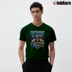 Men’s earthquake john tenta bootleg for Classic Wrestling Fans V-Neck Tee in forest green | Sharp, Breathable, Everyday Staple