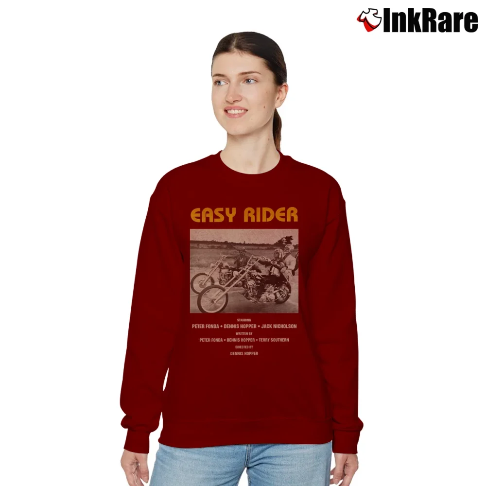Women’s Easy Rider Bike Scene Relaxed Sweatshirt in maroon | Soft, Laid-Back Vibe