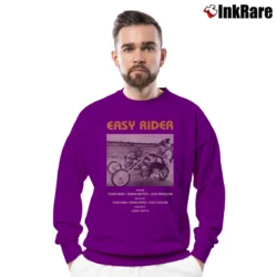 Men’s Easy Rider Bike Scene Crewneck Sweatshirt in purple | Cozy Fabric, Clean Style